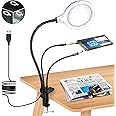Magnifying Glass with Light and stand 3x Helping Hands soldering Magnifying Lamp with 28 Dimmable LED,Soldering Hand 3 Helping Arms Illuminated Reading Magnifier for Crafts,Reading,Sewing,Hobbies