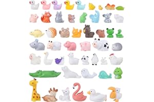 XREE 50 Pcs Mini Resin Animals 50 Styles Mixed Tiny Animals Figures Small Resin Glass Animal for Fairy Garden Miniature Landscape Dollhouse Accessories Party Bag Fillers