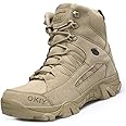 IYVW 2021 Shoes Work Utility Footwear Military Tactical Mens Army Outdoor Sports Camping Hiking Work Combat Lace Up Breathable High Top Side Zipper Desert Leather Shoe Boots