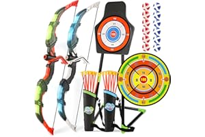 Handwell Arc et Flèche pour Enfants,Ensemble de tir à l'arc à LED,Jouet d'intérieur/extérieur,20 flèches et 2 carquois, jeux de plein air pour enfants de 3-8 ans et plus, cadeau pour garçons et filles