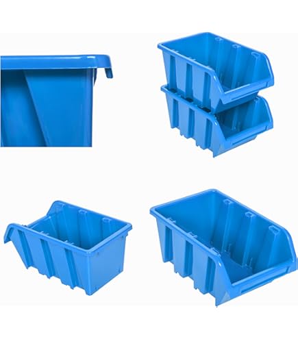 10 x Stapelbox met deksel werkplaats Stapelkist Sorteerbox Box 100x155x70 Rood | stapelkisten kunststof lagerboxen stapelbaar
