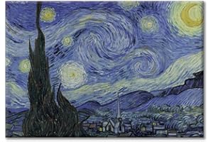 LABORATORIO 102 Quadro su Tela a La Notte Stellata Vincent Van Gogh 30x40cm Stampa Artistica - Telaio Premium 2 cm Legno Abete - Massima Qualità di Stampa - Quadro Moderno Pronto da appendere