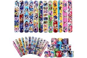 Kaimirui 24 Pezzi Sonico Braccialetti Slap per Bambini, Sonico Bracciali a Scatto,Bracciali Slap Bambini Regalo Compleanno,Bracelets Gadget a Scatto festa di compleanno di ragazze e ragazzi (set-1)
