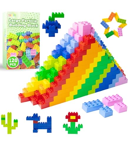 Cabeeskii Lot de 60 grandes briques de construction, en 6 couleurs et 2 tailles, compatibles avec Cabeeskii Lot de 60 grandes briques de construction, en 6 couleurs et 2 tailles, compatibles avec