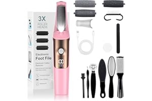 PKBD Lima Eléctrica Pies Pedicura Eléctrica Profesional, Herramientas de Cuidado de Pies y Kits de Accesorios, 3 Velocidades, Impermeable, Larga Vida de la Batería, Lijado Profesional Foot File,Rosa