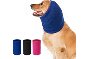 SLSON Bandeau Chien Oreille,Cache-Oreilles pour Chien,Soulager l'anxiété des Animaux,Anti Bruit,Apaiser Les Oreillettes pour Le Tonnerre,Foudre,Feux d'artifice,Bain (Bleu, L)