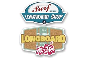 DESTINATIONVINYL 2 pegatinas de vinilo para longboard de 20 cm de ancho, diseño de playa Hawaii, para surf, surfista #4844 (20 cm de ancho)