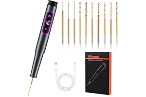 GuKKK Mini Taladro de Mano Eléctrico, 5 Velocidades USB Recargable, 10 Brocas Helicoidales (0.6-2.2 mm), DIY Juego de Brocas para Resina, Joyas, Plástico