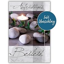 WBdesignz Trauerkarte Mit Umschlag – Schlichtes Beileid In DIN A6 Mit Ginkgo-Motiv, Für Kondolenz & Anteilnahme