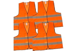 ELASTO FORM Uakeii Warnwesten 4er-Set nach EN ISO 20471 Zertifiziert Warnweste Auto Neon-Orange Einheitsgröße XXL mit Reflektorstreifen