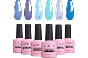 AIMEILI Esmaltes Semipermanentes para Uñas en Gel UV LED, Kit de Esmaltes de Uñas Esmaltes Pintauñas Permanente Soak Off 6 Colores 10ml - Set 32