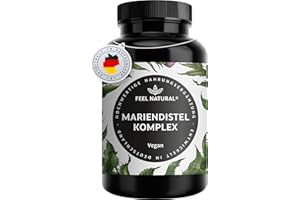 ‎FEEL NATURAL Mariendistel Artischocke Löwenzahn Komplex - Hochwertiger 4-fach Komplex mit Desmodium - Mariendistelextrakt hochdosiert mit 80% Silymarin - 120 vegane Kapseln - Laborgeprüft