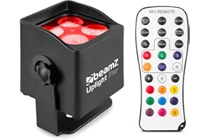 ‎BEAMZ BeamZ BBP44 Akku Uplight Mini 4x4 Watt LED Par Strahler Outdoor, RGBW, 25h Akkulaufzeit, IP65, Bühnenbeleuchtung, Soundmodus, 0-100% Dimmer, Automodi, Bühnenlicht, Inkl. Fernbedienung