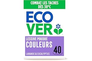 Ecover Lessive Poudre Origine Naturelle Éco-Responsible/Doux pour Votre Peau pour Linge Couleur, Lavande, 40 Lavages, 3 kg