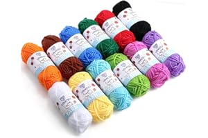 LEMESO 12 Colores de Lana para Tejer Hilo Acrílico para Tejer a Mano, Hilo Acrílico para Tejer Doble, Ganchillo, Artesanía