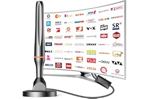 DGUPSP DVBT2 Antenne, zimmerantenne DVB-T & DVB-T2 Antennen mit Verstärker, Großer Reichweite und 360° Empfang, Zimmerantenne für Fernseher mit Starkem Magnetfuß, Geeignet für 4K 1080p & Alle TV-Geräte