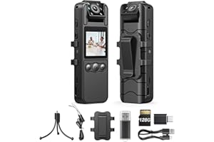 BOBLOV A26 128GB Mini Body Camera, Small Body Cams, 6 Hrs Video Recording, Tripod Included for Monitoring, Wearable Video Camera for Service, Delivery Recording, Collect Evidence