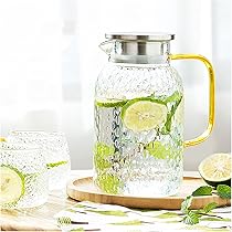 DRYFAL 5501800ml Trasparente Mucca Stampa Comodino Acqua Set Con Bicchiere Di Vetro Per Camera Da Letto, Bottiglia Di Vetro Collutorio Per Bagno, Brocca D'acqua Succo Di Vetro Trasparente, Caraffa