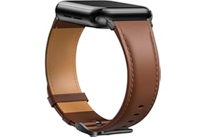 Laffav Skórzany pasek kompatybilny z Apple Watch 38 mm, 40 mm, 41 mm, 42 mm, 44 mm, 45 mm, 49 mm, dla kobiet i mężczyzn, klasyczny pasek zastępczy do Apple Watch iWatch serii 9, 8, 7, 6, 5, 4, 3, 2,