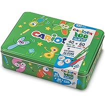 Pennarelli Carioca 100 Colori - Scatola Metallo | Punta Sottile Super Lavabile | Album Da Colorare Incluso | Made In Italy - Foto 10