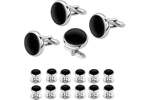 MEKEET Dress Shirt Studs Black Elegant Shirt Buttons Cufflinks Accessories Classic and Formal Black Cufflinks for Men Best Gift Suitable for Banquet, Wedding, Ceremony and Business