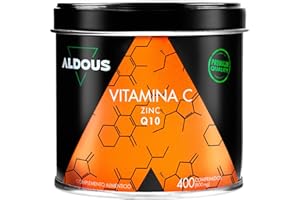ALDOUS LABS Vitamine C 500 mg - 10 mg Zinc + 20 mg Q10 par Dose Journalière | 400 Comprimés, Cure 400 Jours | Vitamines Anti Fatigue et Énergie | Système Immunitaire et Défenses Naturelles | Vitamine C Pure