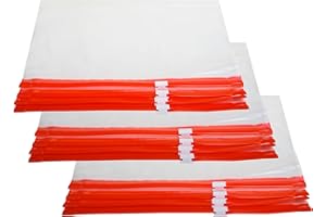 Pakico Sac en plastique (40 x 30cm) x 25 | Sac transparent à fermeture éclair | Refermable | Fermeture éclair du sac de congélation | avec fermeture éclair | Rouge