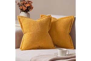 Topfinel Housse Coussin 40x40 Jaune Lot de 2 Decorative Coloré Boheme Chambre Enfant Salon Maison Scandinave Housse Coussin Carré Côtelé en Velours Doux pour Canapé Fauteuil de Bureau Jardin