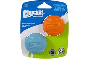 CHUCKIT! Jette ! Jouet à mâcher pour chien Fetch Dog Ball en caoutchouc durable compatible avec Launcher, petit, lot de 2