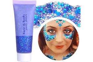 BISHENGYF Glitter per il corpo 50g, Glitter Body Gel, Paillettes Glitter a lunga durata gel glitter per festival mascherata compleanno #blu