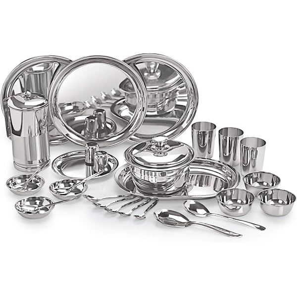 Neelam Stainless Steel 22 Gauge, 55 Pieces Diamond Touch Dinner