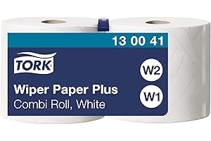 Tork 130041 Papier d'essuyage Premium Plus W1-W2 - 225 m x 23,5 cm - lot de 2 - Blanc