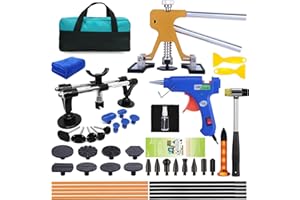 Randalfy Dent Repair Kit 48pcs - Auto Body Removal Tool with Gold-Plated Lifter and Glue Gun for Cars Motorcycles Refrigerators Metal Surfaces Hail Damage Door Dings DIY Use