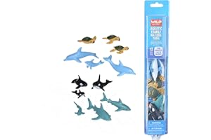 Wild Republic Nature Tube Famiglia Oceano, Tubi Con Animali Di Plastica, Set Pupazzetti Di Animali, Regalo Di Compleanno, Ideale Per Giochi Interattivi