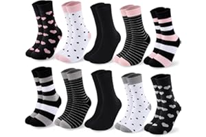Cirorld Skarpetki Damskie 10 Par,Kolorowe Bawełniane 39-42,Średnie Skarpetki,Komfortowe Sportowe,Oddychające Zimowe,Pasywane I Kropkowane Wzory