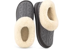 VeraCosy Ladies' Warm Knitted Faux Suede Memory Foam Moc Slippers