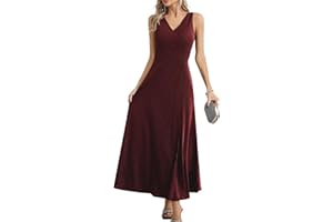 Missufe Damen Elegant Wickelkleid Abendkleid Cocktailkleid Ballkleid Maxikleid Lang Hochzeit Festlich V-Ausschnitt Kleider mit Schlitz