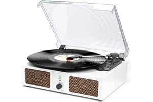 Udreamer Platine Vinyle, Tourne-Disque avec Haut-parleurs intégrés et entraînement par Courroie Bluetooth, phonographe Vintage avec 3 Vitesses Bois Blanc
