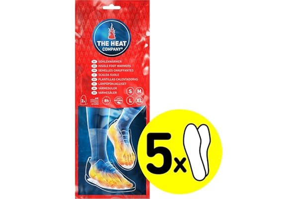 THE HEAT COMPANY Plantillas Calentadoras - 5, 10 o 30 Pares - Extra CÁLIDO - Calentadores Pies - 8 Horas de pies Calientes - Calor instantáneo - Activado por Aire - Puro Natural - Small, Medium, Large, XL