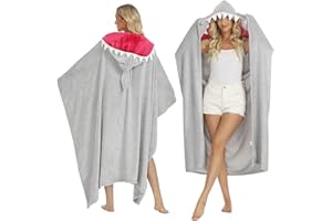 BOUFEIDA Shark Blanket, Hai-Umhang 135x173cm, Weiche Blanket Hoodie, Hai Hoodie Decke Ideal für den Hausgebrauch oder als Geschenk