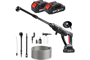 Kistrba Mobile Battery Pressure Washer 30 Bar High Pressure Water Gun Brushless Portable Pressure Washer Gun with 2 Batteries 2000Ah and Charger, 6-in-1 Nozzle for Car, Window, Lawn