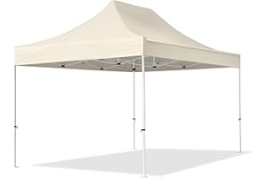 ‎TOOLPORT TOOLPORT 3x4,5m Pavillon Faltpavillon ohne Seitenteile Stahl Faltzelt Garten Partyzelt Creme