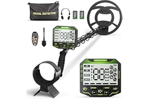 GJCRAFTS Détecteur de métaux Professionnel pour Adultes et Enfants, Puce Anti-interférence, étanche IP68, Prend en Charge la Batterie et l'alimentation USB, 5 Modes de détection (Vert)