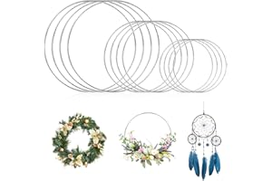 JOZMMZEOOA 12 Stücke Metallring,DIY Kreativität Metallringe zum Basteln Traumfänger Makramee Ring Drahtringe Diametro 10/15/20CM Dicke 2.8MM,für Hochzeitsgirlanden und Wanddekorationen (Silber)