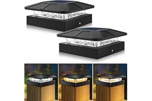 ‎PEASUR Peasur Pfostenleuchte Solar, 3 Modi 10x10CM Pfostenkappe Solar, Pfostenlichter für Zaunpfosten Vinyl-Holzpfosten, Wasserdicht Solarlampe Außen Gartendeko für Hölzerne Pfosten, Zaun, Terrasse, 2 Stück