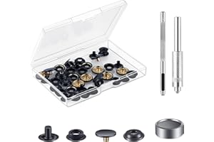 Set di 10 Bottoni Automatici a Pressione, MSDADA Metallo Bottoni a Pressione per Abbigliamento, con 3 Strumenti di Fissaggio a Scatto per Borse, Jeans, Vestiti, Tessuto, Artigianato in Pelle(Nero)
