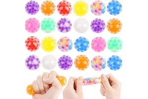 LOMIMOS 24 stycken stressbollar, mini anti-stress leksak bollar squishy bollar med vatten pärla stressboll klämboll för ånges