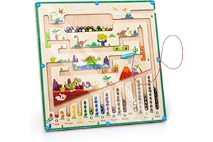 AMY & BENTON AmyBenton Magnetyczny labirynt kolorów i liczb – gra sortująca zabawki Montessori dla dzieci w wieku 3-4-5-6-latków, dobra motoryka, liczenie, matematyka, dopasowywanie kolorów, prezenty dla dziewcząt