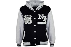A2Z 4 Kids® Unisex Dzieci Dziewczęta Chłopcy Baseball NY ATHLATIC Kurtka z kapturem Varsity Bluza z kapturem New Age 7 8 9 10 11 12 13 lat