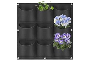 Hillylolly Sac à Plantes Mural, 9 Poches Sacs de Culture Muraux, Sac de Plantation Suspendu Pot de Fleurs Mural Extérieur, 50 x 50 cm, Sac à Plantes Mural en Feutre Vertical (Noir-9)